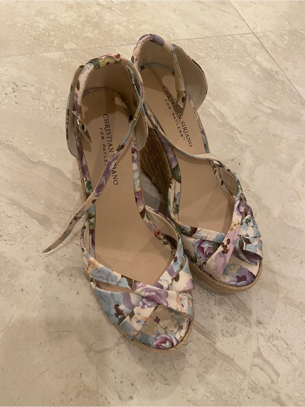 Christian Siriano Pastel Floral Espadrille Wedge Sandals